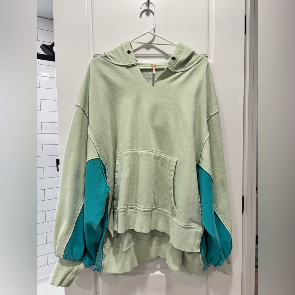 Free People Mint Green and Teal Hoodie GUC,CI
